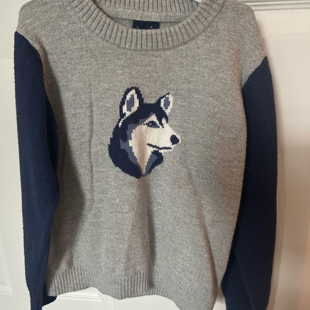 Gray and Navy Husky Sweater